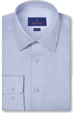 David Donahue Trim Fit Check Dress Shirt in at Nordstrom, Size 15 - 32