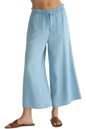 Bella Dahl Ruffle Waist Wide Leg Cropped Pants in at Nordstrom, Size Small