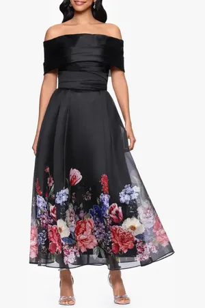 Betsy & Adam Placed Floral Off the Shoulder Gown in at Nordstrom, Size 16