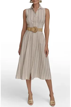 Donna Karan Stripe Linen Blend Shirtdress in at Nordstrom, Size 2