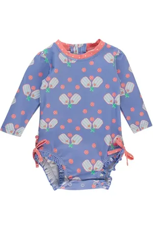 RuffleButts Baby Girls Long Sleeve UPF50+ One Piece Rash Guard in at Nordstrom, Size 3-6M