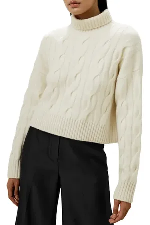 Lilysilk Cable Knit Cashmere Turtleneck Sweater in at Nordstrom, Size Medium