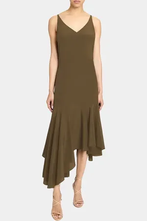 Santorelli DAVIN Fit and Flare Silk Midi Dress in at Nordstrom, Size 8
