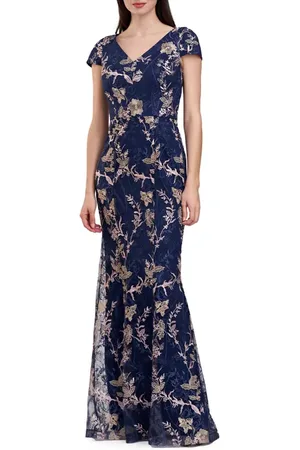 Js Collections Zara Embroidered Metallic Mermaid Gown in at Nordstrom, Size 10