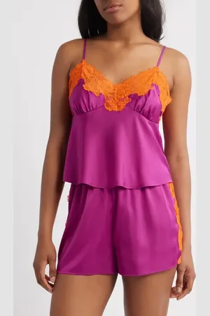 Open Edit Lace Trim Satin Short Pajamas in at Nordstrom, Size Large