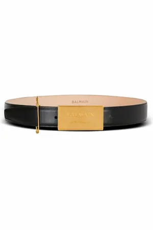Balmain Leather belt with safety pin in at Nordstrom, Size 75