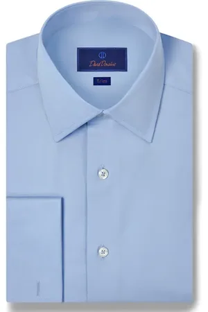 David Donahue Trim Fit Broadcloth French Cuff Dress Shirt in at Nordstrom, Size 17 - 34