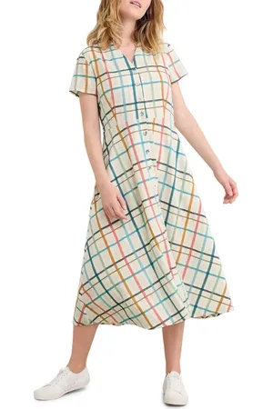 Seasalt Cornwall Carved Wood Short Sleeve Button-Up Midi Dress in at Nordstrom, Size 6 Us