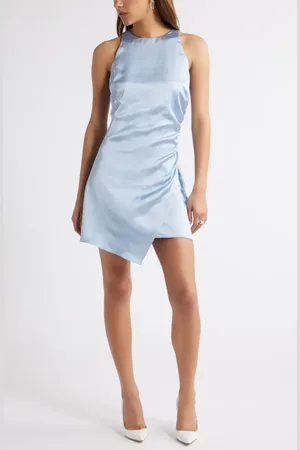 Open Edit Sleeveless Ruched Satin Minidress in at Nordstrom, Size X-Large