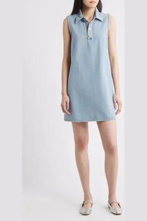 Frame The City Sleeveless Denim Shift Minidress in at Nordstrom, Size 2