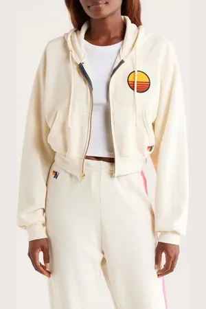 AVIATOR NATION Sunset Patch Crop Zip Hoodie in at Nordstrom, Size Medium