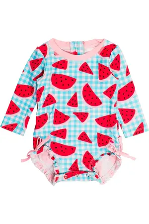 RuffleButts Baby Girls Long Sleeve UPF50+ One Piece Rash Guard in at Nordstrom, Size 12-18M