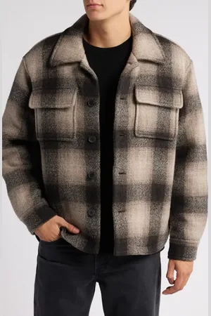 Frame Padded Plaid Wool Blend Shirt Jacket in at Nordstrom, Size Medium