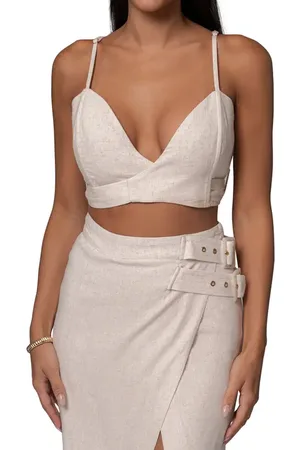 JLUXLABEL Sunrise Cotton & Linen Bustier Wrap Top in at Nordstrom, Size X-Small