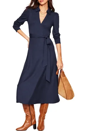 Boden Imogen Long Sleeve Collared Jersey Dress in at Nordstrom, Size 2