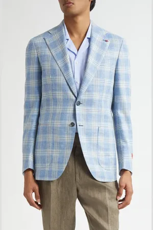 ISAIA Marechiaro Plaid Silk Blend Hopsack Sport Coat in at Nordstrom, Size 40 Us