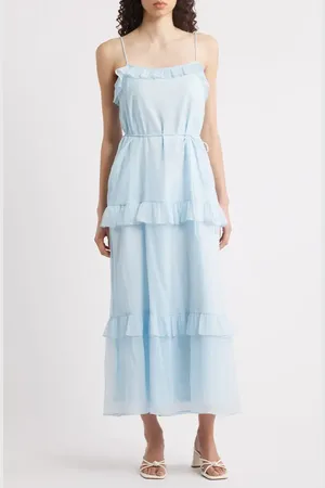 Julia Jordan Tie Strap Tiered Midi Dress in at Nordstrom, Size X-Small