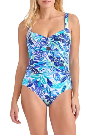 Tommy Bahama Island Cays Marina Tie Front One-Piece Swimsuit in at Nordstrom, Size 14