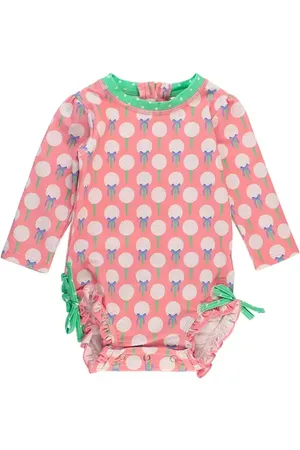 RuffleButts Baby Girls Long Sleeve UPF50+ One Piece Rash Guard in at Nordstrom, Size 0-3M