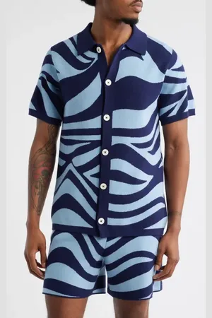 MAVRANS Wave Knit Short Sleeve Button-Up Shirt in at Nordstrom, Size Small