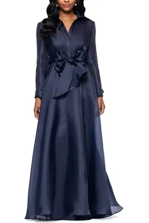 Betsy & Adam Long Sleeve Organza Dress in at Nordstrom, Size 6