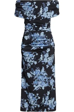 Carolina Herrera Floral Print Ruched Off the Shoulder Jersey Gown in at Nordstrom, Size Large