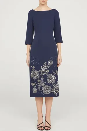 Js Collections Delilah Floral Beaded Cocktail Midi Dress in at Nordstrom, Size 6