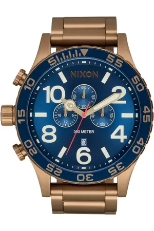 Nixon 51-30 Chronograph Bracelet Watch, 51mm in Desert Gold /Arles Blue at Nordstrom