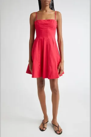 Staud Wylie Pleated Stretch Cotton Mini Sundress in at Nordstrom, Size 2