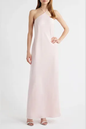 WAYF Araceli Halter Strap Satin Slipdress in at Nordstrom, Size Small