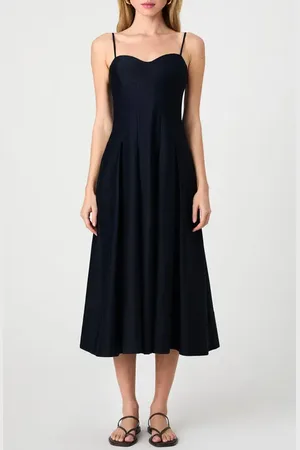 French Connection Pleated Stretch Cotton Sateen Midi Dress in at Nordstrom, Size 0