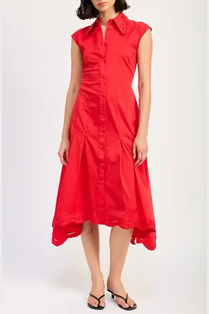 En Saison Payton Handkerchief Hem Cotton Blend Shirtdress in at Nordstrom, Size X-Small