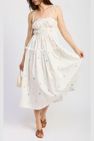 En Saison Nellie Embroidered Tiered Cotton Poplin Sundress in at Nordstrom, Size Small