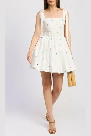 En Saison Nellie Embroidered Cotton Poplin Minidress in at Nordstrom, Size X-Small