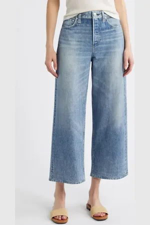 RAG&BONE Miramar Andi High Waist Ankle Wide Leg Cotton Terry Sweatpant Jeans in at Nordstrom, Size 28