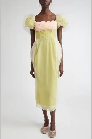 Simone Rocha Carnation Balconette Bust Detail Taffeta & Tulle Dress in at Nordstrom, Size 12