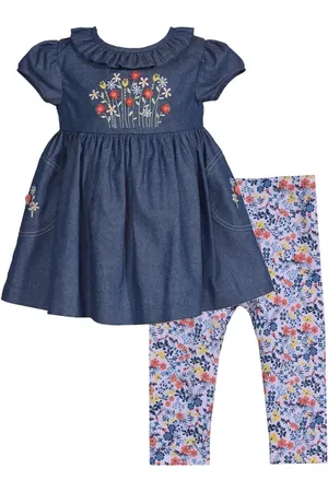 Iris & Ivy Embroidered Denim Tunic & Leggings Set at Nordstrom, Size 12M
