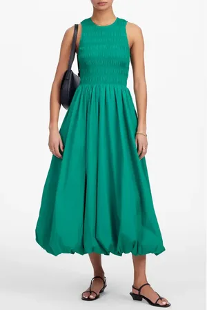 Madewell The Melody Bubble Hem Smocked Midi Dress in at Nordstrom, Size Medium