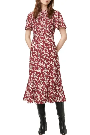 French Connection Bruna Floral Twist Neck Fit & Flare Dress in at Nordstrom, Size 6