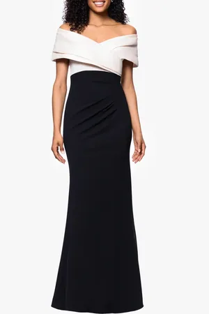 Betsy & Adam Off the Shoulder Scuba Crepe Gown. in at Nordstrom, Size 14