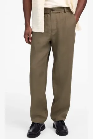 Madewell Elastic Waist Straight Leg Linen Pants in at Nordstrom, Size Large