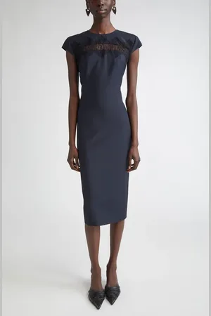 Alexander McQueen Day Lace Cutout Wool & Mohair Sheath Dress in at Nordstrom, Size 4 Us