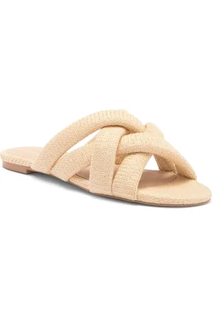 Stuart Weitzman Crossover Raffia Slide Sandal in at Nordstrom, Size 7.5