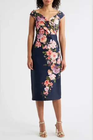 Eliza J Floral Print Scuba Sheath Dress in at Nordstrom, Size 4