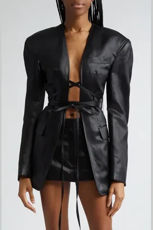 Alexander Wang Belt Strapped Open Front Linen Blend Blazer in at Nordstrom, Size 8