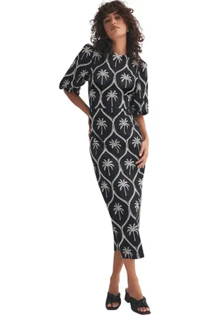mint&berry Palm Printed Dress in at Nordstrom, Size 10