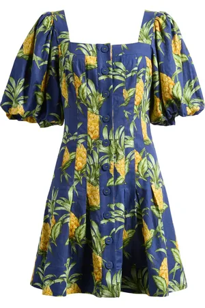 Farm Rio Pineapple Print Linen Blend Minidress in at Nordstrom, Size X-Small