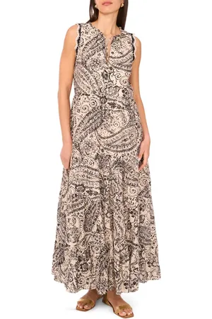 Vince Camuto Crochet Trim Sleeveless Tiered Cotton Maxi Dress in at Nordstrom, Size Medium