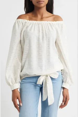 Vince Camuto Metallic Off the Shoulder Top in at Nordstrom, Size X-Small