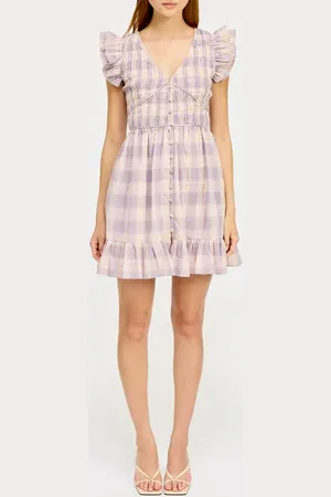 En Saison Savoy Plaid Cotton Mini Sundress in at Nordstrom, Size Medium